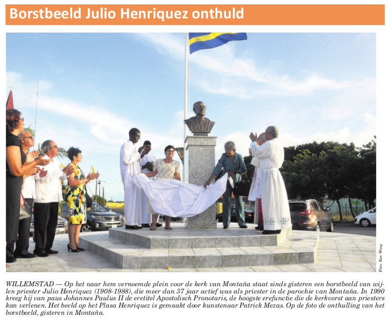 Onthulling borstbeeld Julio Henriquez